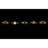 Collection of Five Ladies 9ct Gold Stone Set Dress Rings - all rings fully hallmarked for 9ct.