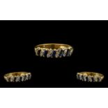 18ct Gold - Attractive Sapphire and Diamond Dress Ring, Channel Setting.