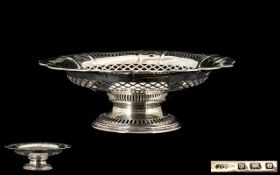 Antique Period Attractive Sterling Silver Open-worked Pedestal Comport,