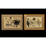 Emmwood Signed Pair of Ink Drawings Depicting Characters From the Stage, Signed.
