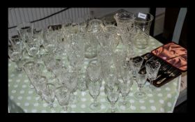 Large Collection of Crystal Glasses including whiskey tumblers, wine glasses, sherry glasses,