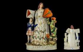 Staffordshire Mid 19thC Figural Spill Vase titled Band of Hope The Band of Hope Organisation was