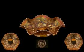 Northwood American Glass Company Marigold Coloured Carnival Glass Bowl.