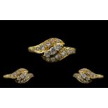 18ct Gold - Attractive and Excellent Quality Diamond Set Dress Ring,