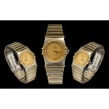 Omega - Constellation 18ct Gold and Steel Diamond Set Ladies Wrist Watch,