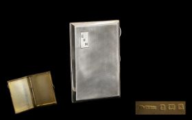 Art Deco Period Engine Turned Sterling Silver Rectangular Shaped Cigarette Case of good quality and