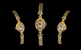 Rotary 1950's Ladies 9ct Gold Cased 15 Jewell's Wrist Watch with attached gold plated expanding