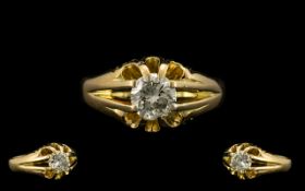 18ct Gold Gents Diamond Ring -Gypsy Setting. Full Hallmark for 18ct, Good Sparkle, Looks Well.