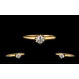 14ct Gold - Single Stone Diamond Ring,