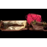Collection of Fashion Bags to include Purple & Khaki Paul Smith bag; cerise pink Radley style bag;
