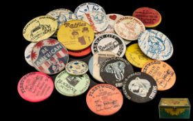 Antique Tin Containing Vintage Badges.