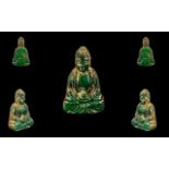 Antique Oriental Buddha Hardstone Carved Seated Buddha Talisman,