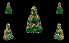 Antique Oriental Buddha Hardstone Carved Seated Buddha Talisman,