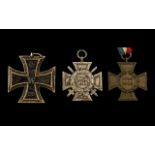 Three German Medals To Include A WW1 German Hindenburg Cross With Swords Marked PSL,