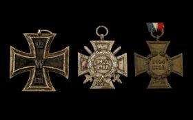 Three German Medals To Include A WW1 German Hindenburg Cross With Swords Marked PSL,