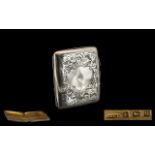 Ladies - Sterling Silver Cheroot Hinged Case with Gilt Interior and Vacant Shield Cartouche to