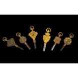 A Collection of 6 Victorian Watch Keys all advertising jewellery.