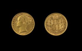 Queen Victoria 22ct Gold Full Sovereign London Mint. Date 1870. Die No. 93. Good grade/tone.