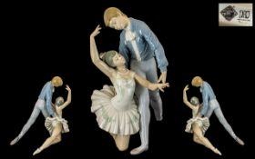 Nao by Lladro Large and Impressive Figure ' Young Male and Female Ballerina ' Dancers. c.1980's.