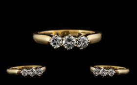 18ct Gold Attractive 3 Stone Diamond Set Ring marked 18ct Gold.