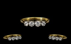 18ct Gold - Attractive 4 Stone Diamond Set Ring,