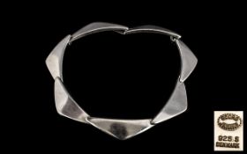 Georg Jensen Sterling Silver Bracelet of contemporary form, circa 1970s.