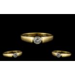 9ct Gold - Attractive Single Stone Diamond Set Ring. Full Hallmark to Interior of Shank.