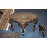 Indian Carved Oval Teak High Table,