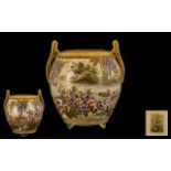 Japanese - Meiji Period 1864-1912 Unusual Satsuma Globular Sharet Two Handled Vase - Finely