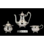 Elizabeth II - Superb Quality Sterling Silver 3 Piece Coffee Service, Comprises Large Coffee Pot,