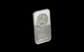 One Ounce Pure Silver Bar. Silver bar of 999 pure silver, please see accompanying image.