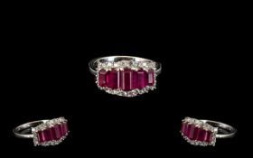 Ruby and Zircon Graduated Band Ring,