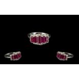 Ruby and Zircon Graduated Band Ring,