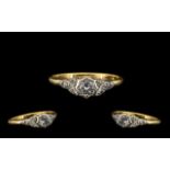 18ct Gold Attractive Single Stone Diamond Ring Illusion Set - the round brilliant cut diamond of