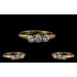 Ladies 9ct Gold Nice Quality 3 Stone Diamond Ring - the round brilliant cut diamonds of white