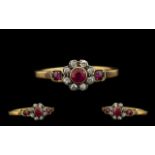 18ct Gold Antique Period Petite Ruby and Diamond Set Ring of pleasing proportions.