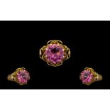 14ct Gold Attractive Single Stone Pink Sapphire Dress Ring - marked 14ct. Ring size I-J. 3 grams.