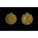 George III 22ct Gold Guinea date 1794 within a 9ct gold mount pendant. 9.5 grams. Please see photo.
