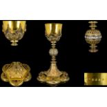 A Stunning and Unique Irish Ecclesiastical 18ct Gold And Silver Gilt Jewel Set Chalice In the