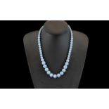 Angelite Bead Necklace, 255cts of graduated, smooth round beads of angelite,