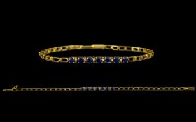 18ct Gold - Nice Quality Sapphire and Diamond Set Bracelet, Marked 750 - 18ct.