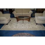 Large Traditional Chenille Style Rug in neutral cream,