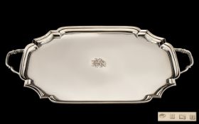 Art Deco Period Nice Quality Sterling Silver Two Handle Shaped Tray of Excellent Proportions -