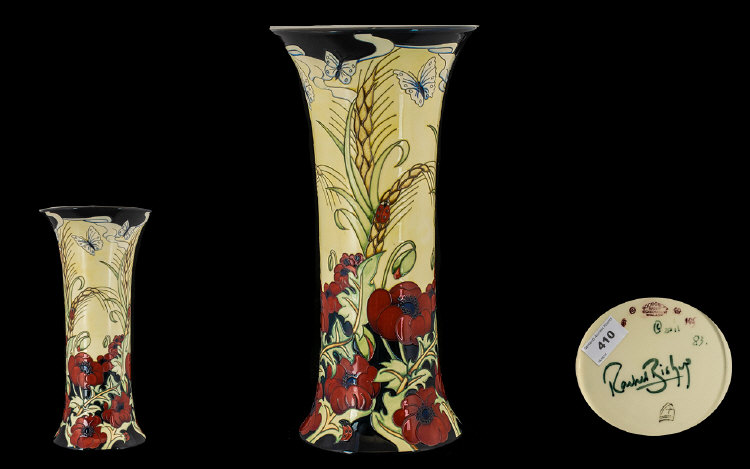 Moorcrofts Original 1980's Special Edition Large and Impressive Tubelined Vase ' In Flanders Field '
