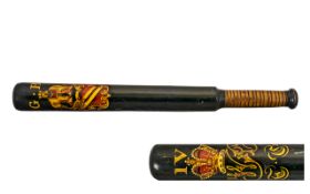 William IV Decorated Wooden Truncheon highlighted in gild in high relief, with an elephant crest GB.