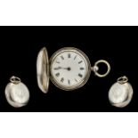 1930's Sterling Silver Full Hunter Fusee Movement Pocket Watch.
