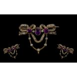 Early Victorian Period Exquisite and Superb Quality Diamond and Amethyst Sweetheart Set