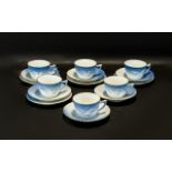 Bing and Grondahl B&G Seagull Porcelain Part Teaset with a gold trim -comprises of Set of Four