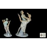 Nao by Lladro Handpainted Porcelain figure titled 'Danza' ballet dancing couple. Issued 1982.