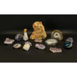 Collection of Quartz Pieces including rock crystal, rose quartz, amethyst, smoky quartz,